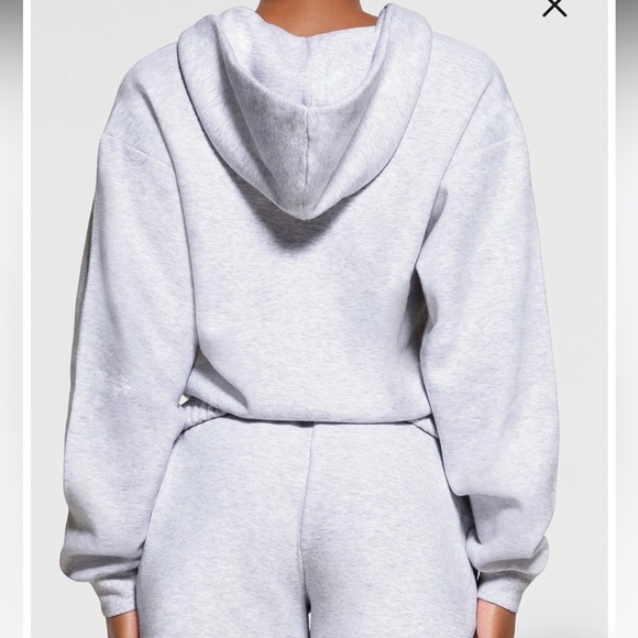 NWT SKIMS Cotton Fleece Zip Up Hoodie Light Heather Gray Sz Medium - Picture 3 of 7